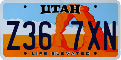 UT license plate Z367XN
