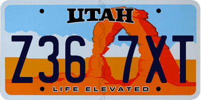 UT license plate Z367XT