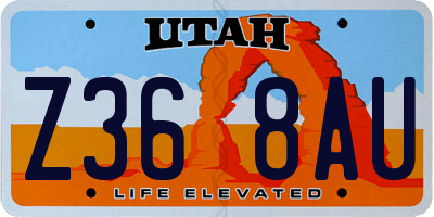 UT license plate Z368AU