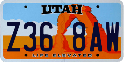 UT license plate Z368AW