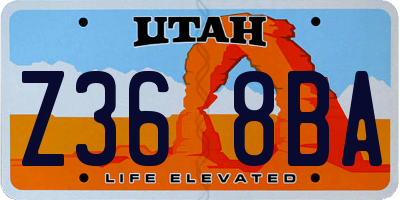 UT license plate Z368BA