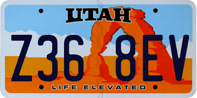 UT license plate Z368EV