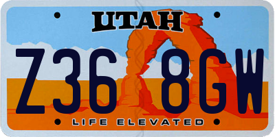 UT license plate Z368GW