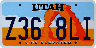 UT license plate Z368LI