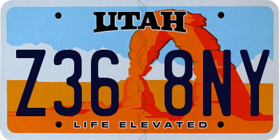 UT license plate Z368NY