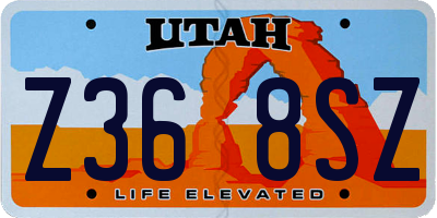 UT license plate Z368SZ