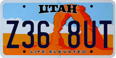 UT license plate Z368UT