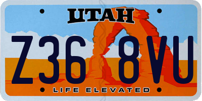 UT license plate Z368VU