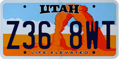 UT license plate Z368WT