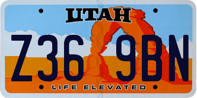 UT license plate Z369BN