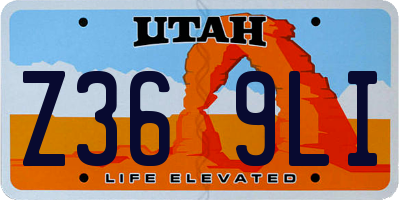 UT license plate Z369LI
