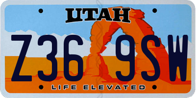 UT license plate Z369SW