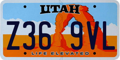 UT license plate Z369VL