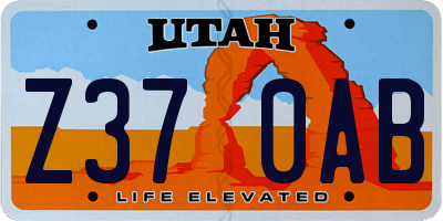UT license plate Z370AB