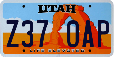UT license plate Z370AP