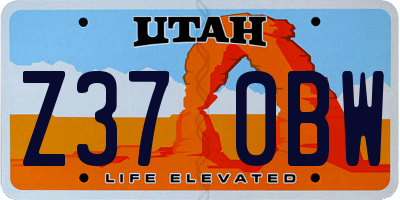 UT license plate Z370BW