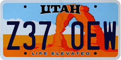 UT license plate Z370EW