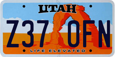 UT license plate Z370FN
