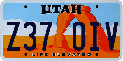 UT license plate Z370IV