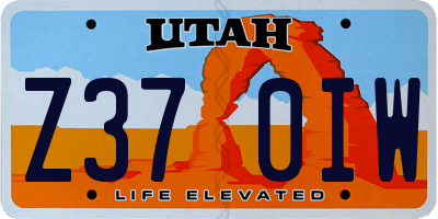 UT license plate Z370IW