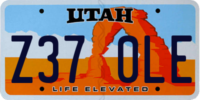 UT license plate Z370LE