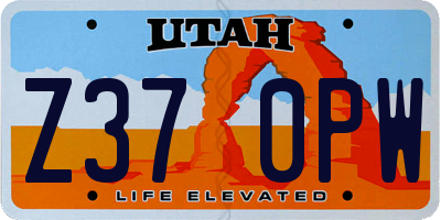 UT license plate Z370PW