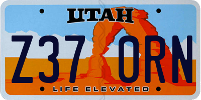 UT license plate Z370RN