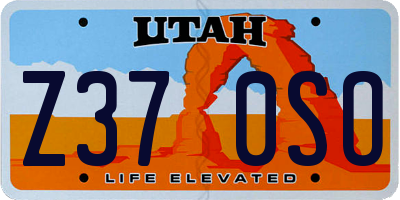 UT license plate Z370SO