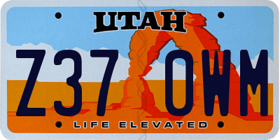 UT license plate Z370WM