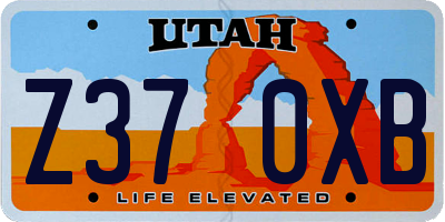 UT license plate Z370XB