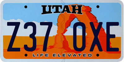 UT license plate Z370XE