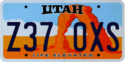 UT license plate Z370XS