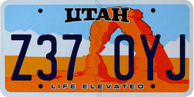 UT license plate Z370YJ