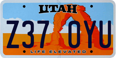 UT license plate Z370YU