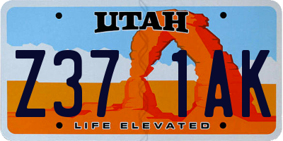 UT license plate Z371AK