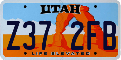 UT license plate Z372FB