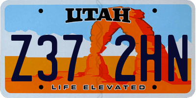 UT license plate Z372HN