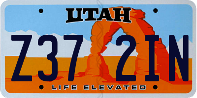 UT license plate Z372IN