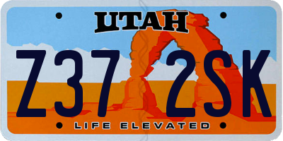 UT license plate Z372SK