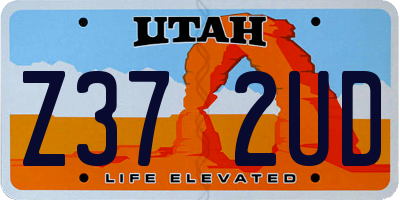 UT license plate Z372UD
