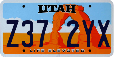 UT license plate Z372YX