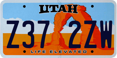 UT license plate Z372ZW