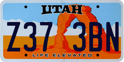 UT license plate Z373BN