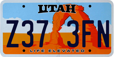 UT license plate Z373FN