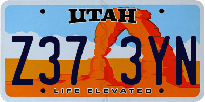 UT license plate Z373YN