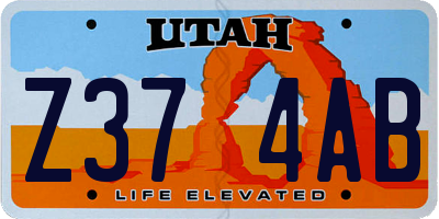UT license plate Z374AB