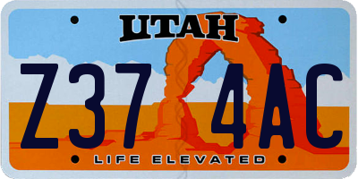 UT license plate Z374AC