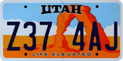 UT license plate Z374AJ
