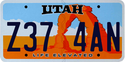 UT license plate Z374AN