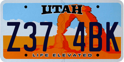 UT license plate Z374BK